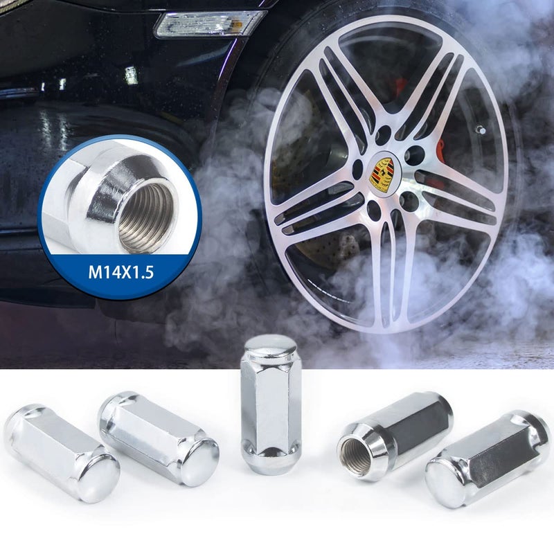 GAsupply صواميل عروة GAsupply M14x1.5 - صواميل عروة طويلة منتفخة من الكروم بطرف مغلق، مقعد مخروطي بطول 1.9 بوصة بطول 3/4 بوصة سداسي متوافق مع Ford Chevy Lincoln GMC Cadillac (24 حزمة) - Image 5